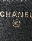 Lambskin Quilted Trendy CC Wallet On Chain WOC Black