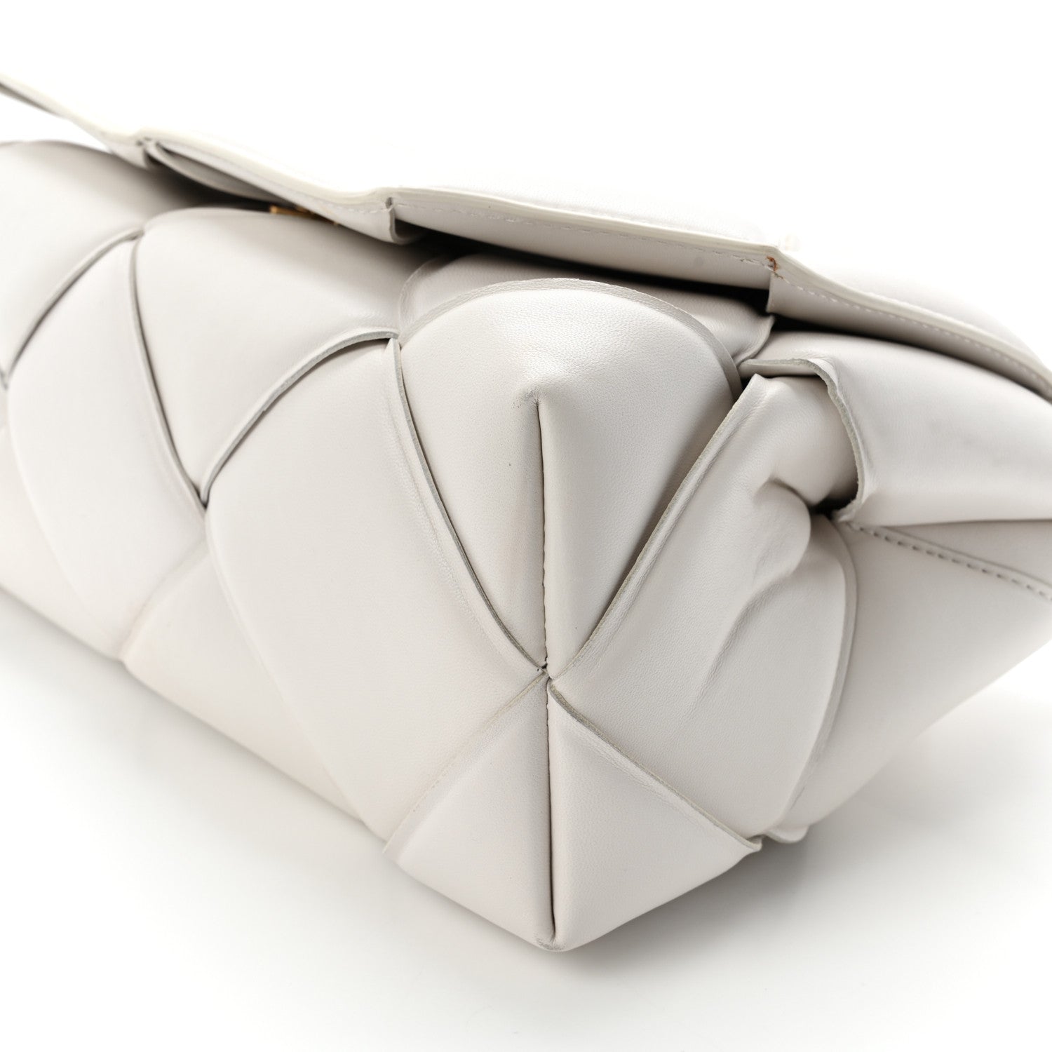 Nappa Intreccio Padded Top Handle Shoulder Bag White