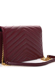 Calfskin Matelasse Chevron Monogram Envelope Chain Wallet Rouge Merlot