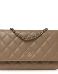 Caviar Quilted Wallet on Chain WOC Beige