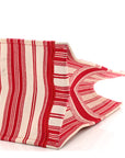 Canvas Embroidered Mykonos Large Striped Book Tote Red