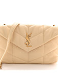 Lambskin Quilted Toy Loulou Puffer Monogram Chain Satchel Jaune Pale