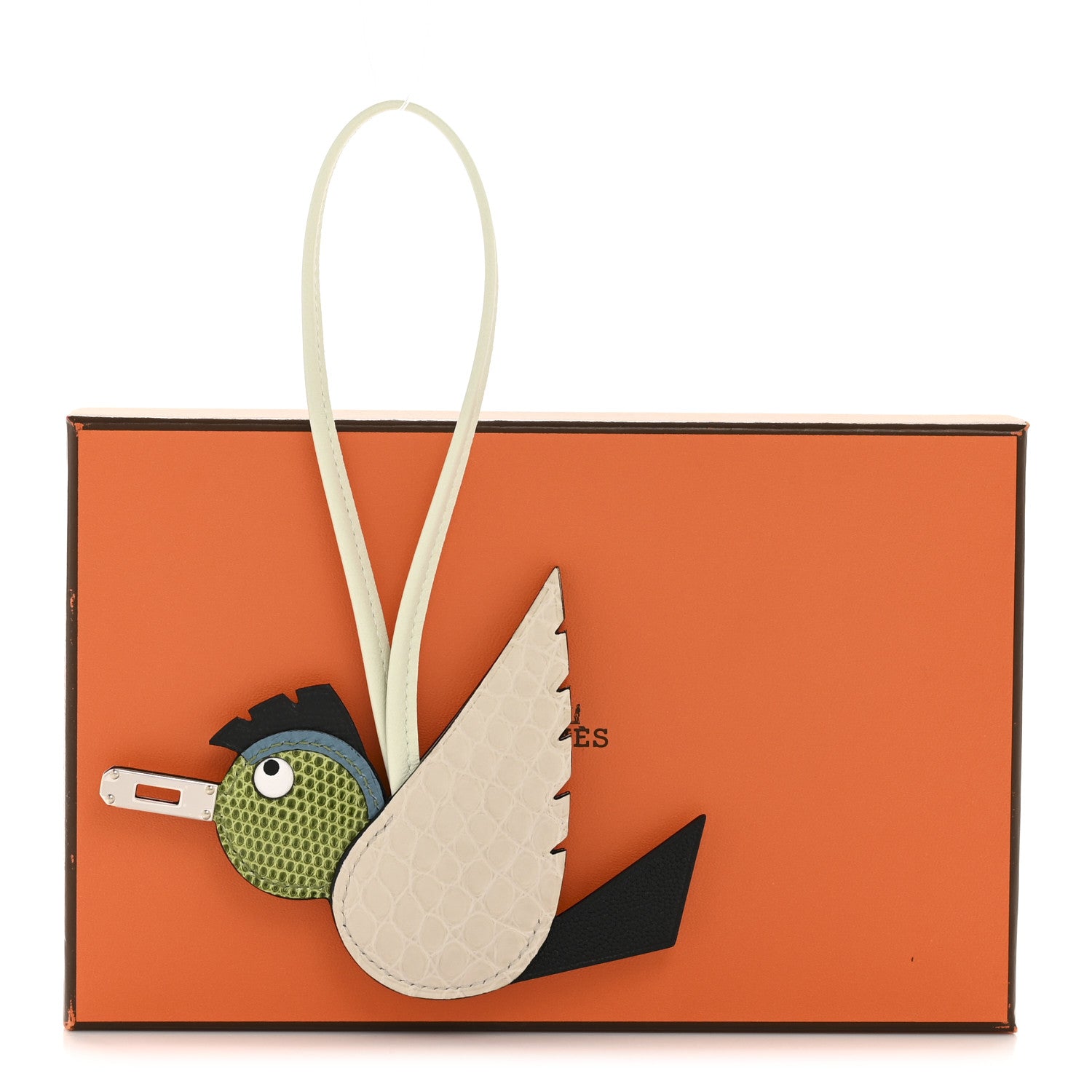 Epsom Swift Alligator Lizard Birdy Bag Charm Vanille Vert Criquet Vert Fizz Bleu Jean Black