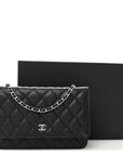 Caviar Quilted Wallet on Chain WOC Black