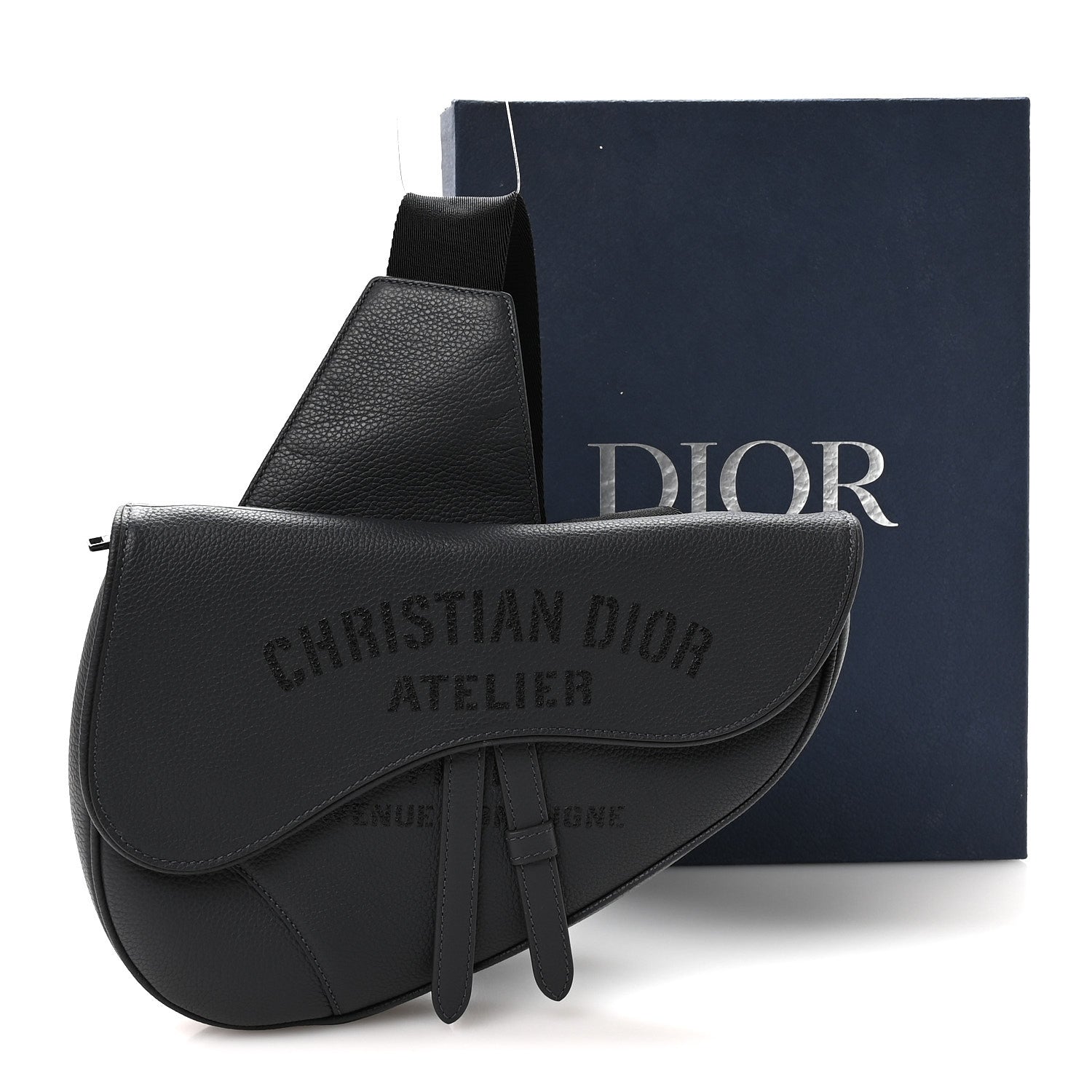 Calfskin Atelier Signature Print Mens Saddle Bag Grey