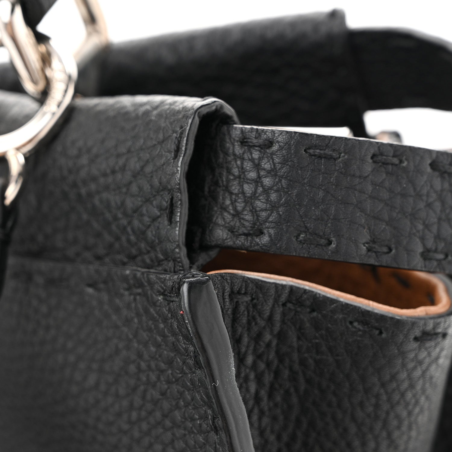 Cuoio Romano Selleria Bi-Color Large Peekaboo Iconic Satchel Black Mou