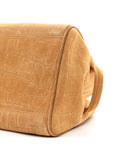 Suede Crocodile Embossed Le Turismo Bowling Bag Camel