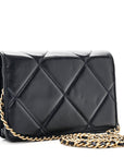 Lambskin Quilted Wallet On Chain WOC Navy