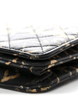 Calfskin Quilted Graffiti Pyramid Wallet On Chain WOC Black