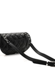 Calfskin Quilted CC Uniform Flap Belt Bag Black