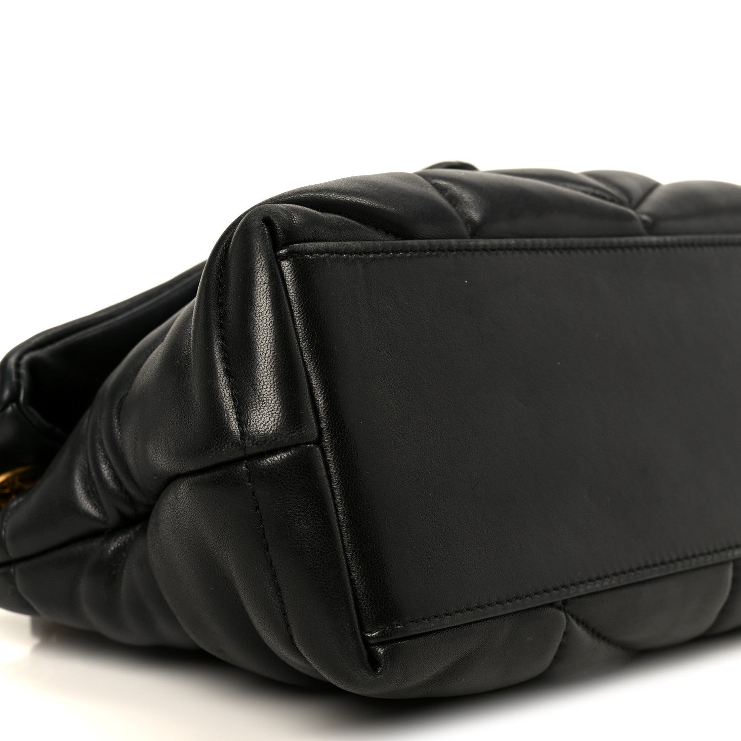 Lambskin Quilted Small Loulou Puffer Monogram Chain Satchel Black
