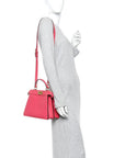 Vitello Seta Shiny Nappa Small Peekaboo I SEE U Satchel Lampone Light Rose