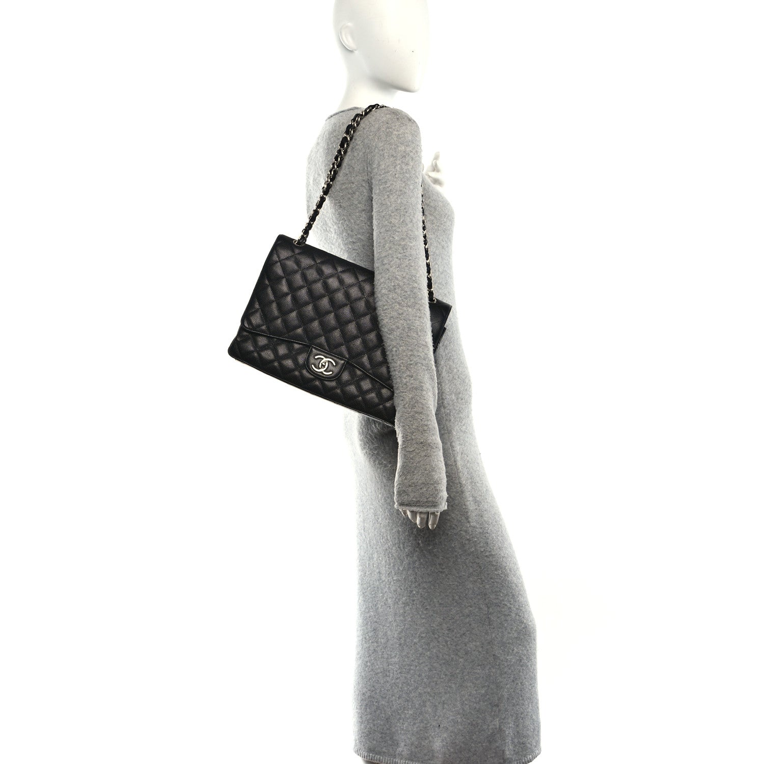 Caviar Quilted Maxi Double Flap Black