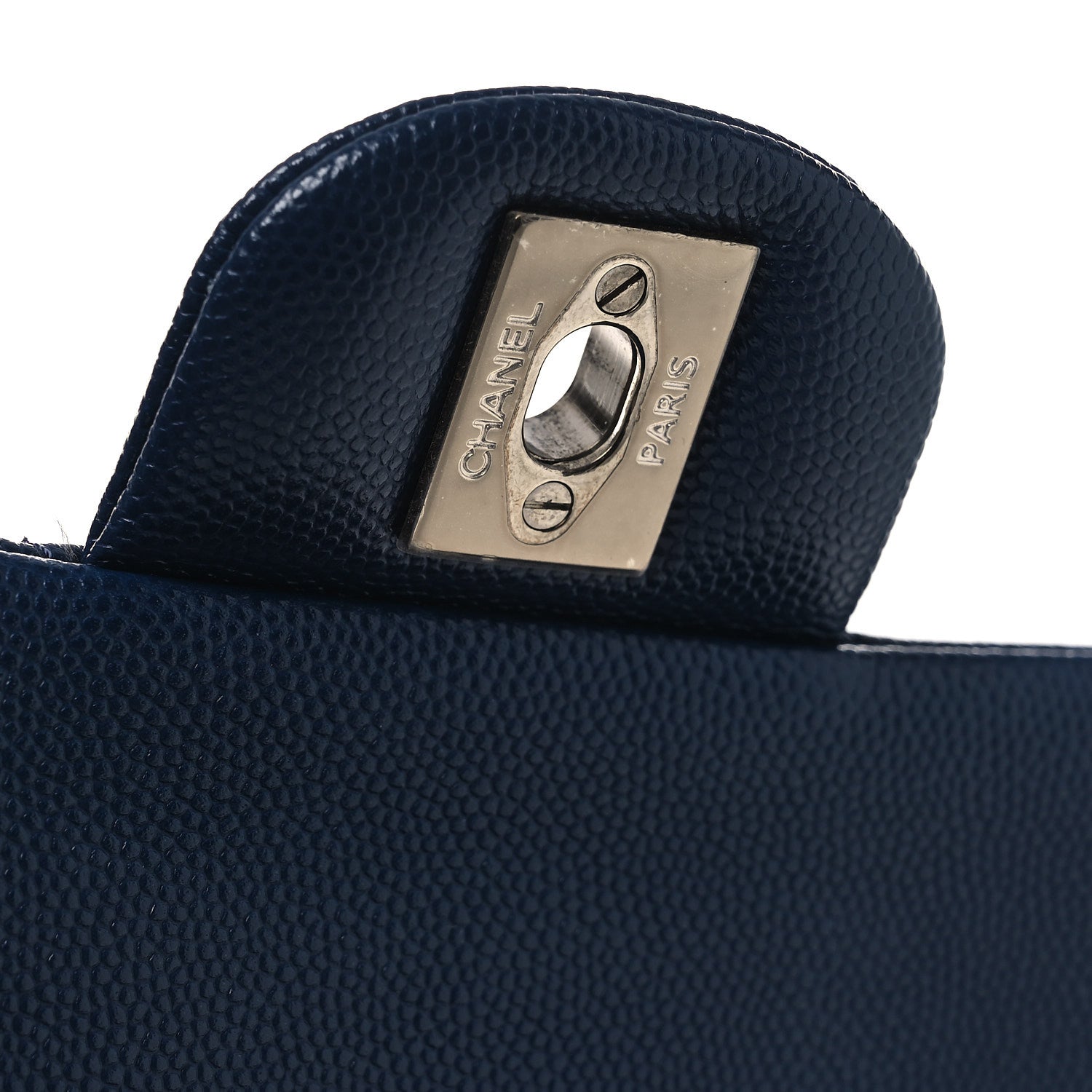 Caviar Quilted Medium Double Flap Navy