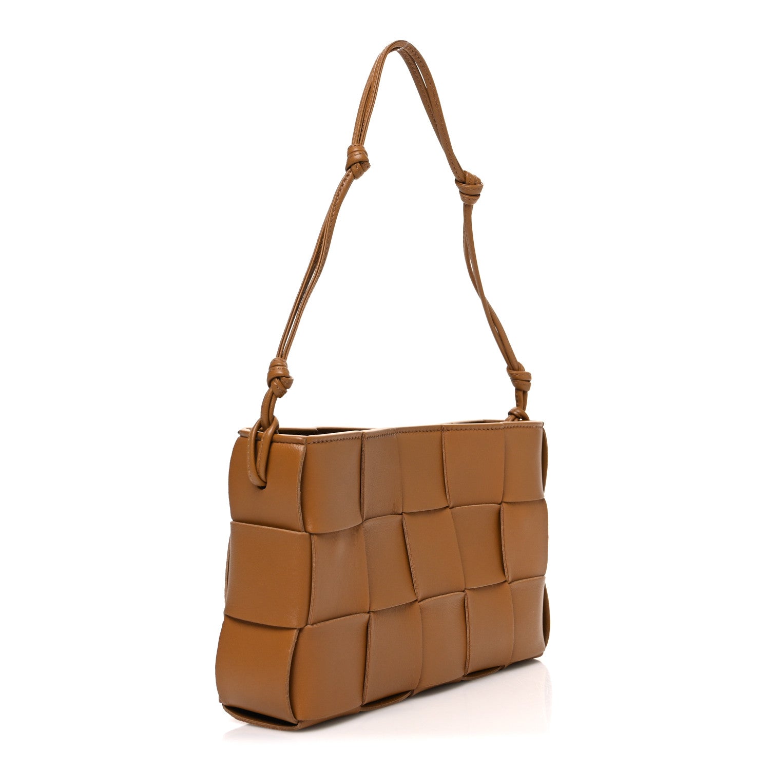 Calfskin Maxi Intrecciato Cassette Pouch On Strap Camel