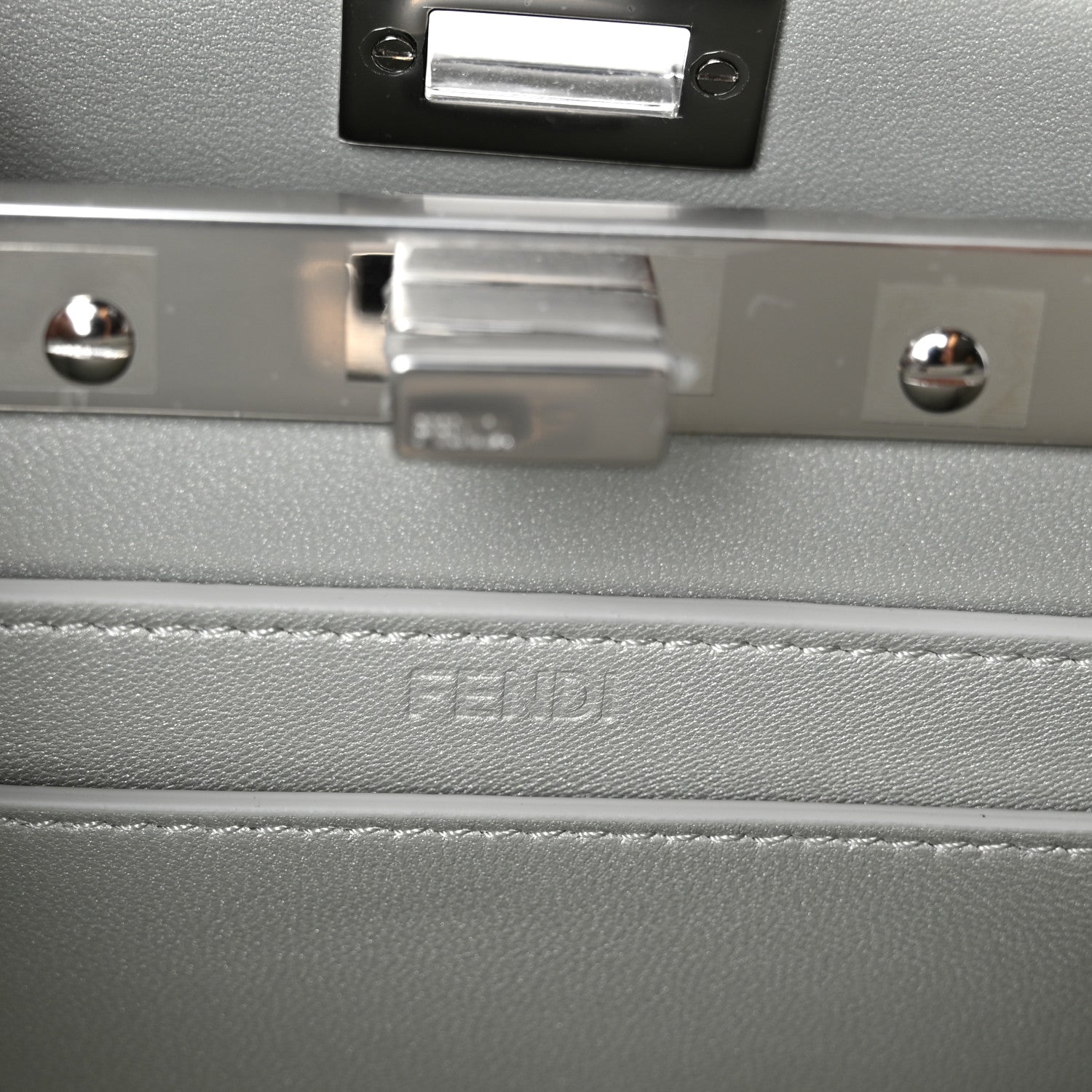 Iridescent Crystal Vitello Laminato Suede FF Petite Peekaboo I SEE U Satchel Cappuccino