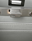 Iridescent Crystal Vitello Laminato Suede FF Petite Peekaboo I SEE U Satchel Cappuccino