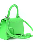 Shiny Box Calfskin Hourglass Top Handle Bag XS Fluo Green
