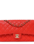 Caviar Quilted Medium Double Flap Red