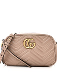 Calfskin Matelasse Small GG Marmont Chain Shoulder Bag Porcelain Rose