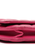 Lambskin Quilted Wallet On Chain WOC Dark Pink